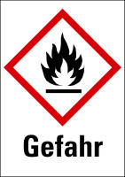 Gefahrstoffetiketten - Flamme (GHS02) & Signalwort "Gefahr" - Bogen à 16 Stück
