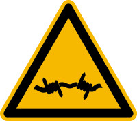 Warnschild, Warnung vor Stacheldraht W033 - ASR A1.3 (DIN EN ISO 7010)