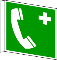 Rettungszeichen, Notruftelefon E004 Fahnenschild - ASR A1.3 (DIN EN ISO 7010)