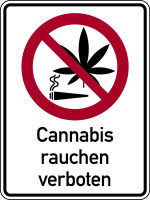 Verbotsschild, Kombischild, Cannabis rauchen verboten, Folie, 200 x 150 mm, praxisbewährt