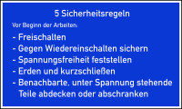 Aushang, 5 Sicherheitsregeln - deutsch