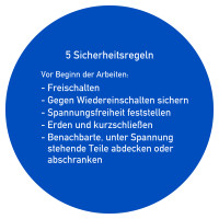 Aushang, 5 Sicherheitsregeln (kreisförmig) - deutsch
