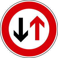 Verkehrszeichen - Vorrang des Gegenverkehrs, Zeichen 208