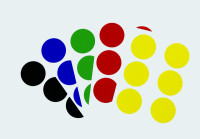 Klebepunkte/Markierungspunkte, verschiedene Farben, auf Bogen - Bund = 100 Stk.