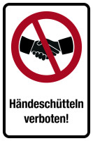 Verbotsschild Kombischild, Händeschütteln verboten