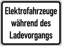 Verkehrszeichen - Elektrofahrzeuge während des Ladevorgangs, Zusatzzeichen 1050-32