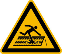Warnschild, Warnung vor nicht durchtrittssicherem Dach W036 - ASR A1.3 (DIN EN ISO 7010)