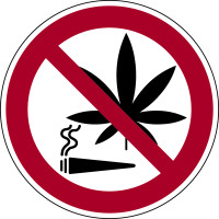 Verbotsschild, Kombischild, Cannabis rauchen verboten, Folie, Ø 100 mm, praxisbewährt