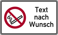 Kombi-Verbotsschild, Rauchen verboten (P002) + Wunschtext, 150 x 250 mm