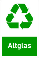 Design-Recyclingschild: Altglas, Folie selbstklebend, 150 x 100 mm