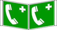 Rettungszeichen, Notruftelefon E004 Winkel-/Nasenschild - ASR A1.3 (DIN EN ISO 7010)