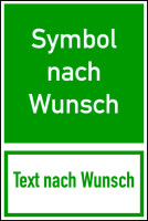 Kombi-Rettungszeichen, Wunschtext/Wunschsymbol, 300 x 200 mm