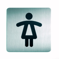 WC-Piktogramm, Damen, quadratisch, Edelstahl