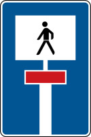 Verkehrszeichen - Sackgasse für Fußgänger frei, Zeichen 357-51