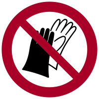 Verbotsschild, Benutzen von Handschuhen verboten P028 - ASR A1.3 (DIN EN ISO 7010)