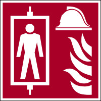 Brandschutzzeichen, Feuerwehraufzug, langnachleuchtend
