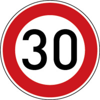 Verkehrszeichen - Zulässige Höchstgeschwindigkeit 30, Zeichen 274-30