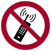 Verbotsschild, Eingeschaltete Mobiltelefone verboten P013 - ASR A1.3 (DIN EN ISO 7010)