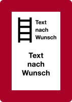 Feuerwehrschild, Hinweisschild zum Anleitern, Text nach Wunsch - DIN 4066
