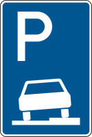 Verkehrszeichen - Parken auf Gehwegen halb in Fahrtrichtung rechts, Zeichen 315-55