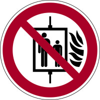 Verbotsschild, Aufzug im Brandfall nicht benutzen P020 - ASR A1.3 (DIN EN ISO 7010)