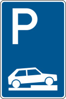 Verkehrszeichen - Parken auf Gehwegen halb quer zur Fahrtrichtung rechts, Zeichen 315-75