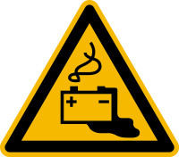 Warnschild, Warnung vor Gefahren durch Batterien W026 - ASR A1.3 (DIN EN ISO 7010)