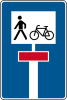 Verkehrszeichen - Sackgasse für Radverkehr und Fußgänger durchlässig, Zeichen 357-50
