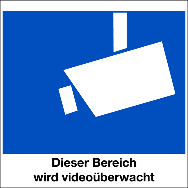 Schild "Dieser Bereich wird videoüberwacht"100x100mm Hinweisschild Folie #226/62 