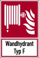Brandschutzzeichen, Kombischild, Wandhydrant Typ F, 300 x 200 mm