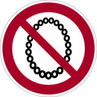 Verbotsschild, Bedienung mit Halskette verboten - praxisbewährt