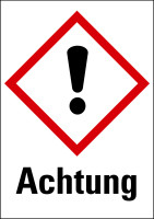 Gefahrstoffetiketten - dickes Ausrufezeichensymbol (GHS07) & Signalwort "Achtung"