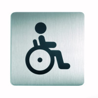 WC-Piktogramm, Rollstuhlfahrer, quadratisch, Edelstahl