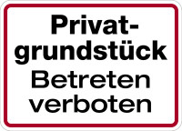 Hinweisschild, Privatgrundstück Betreten verboten, 180x250mm, Alu geprägt