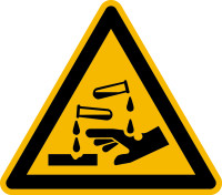 Warnschild, Warnung vor ätzenden Stoffen W023 - ASR A1.3 (DIN EN ISO 7010)