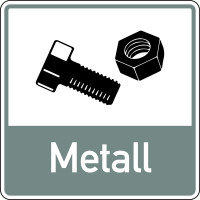 Abfallkennzeichen, Metall, grau, 100 x 100 mm, Folie