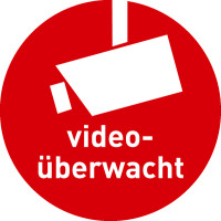 Hinweisschild, videoüberwacht, Ø 50 mm - DIN 33450