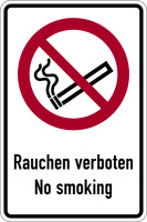Verbotsschild, Kombischild, Rauchen verboten No smoking - ASR A1.3 (DIN EN ISO 7010)