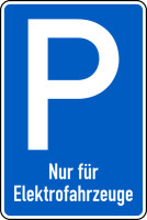 Parkplatzschild, Nur für Elektrofahrzeuge, 630x420mm, Alu glatt
